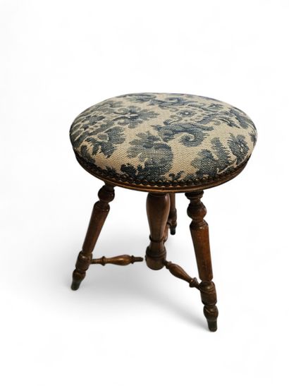 Tabouret de piano en noyer ,assise circulaire...