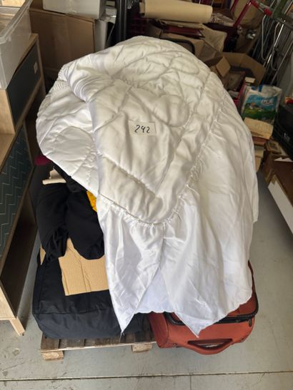 Pallet of home furnishings including clothing...