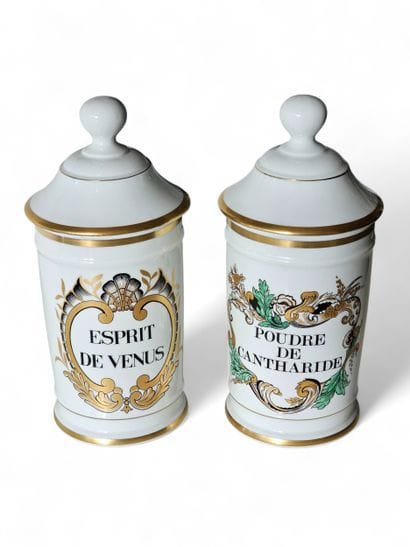 LIMOGES
Two covered white and gold porcelain...