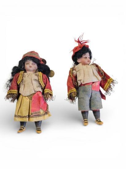 FRANCE
Pair of small dolls, porcelain body...