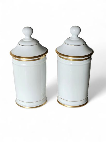 LIMOGES
Two covered white and gold porcelain...