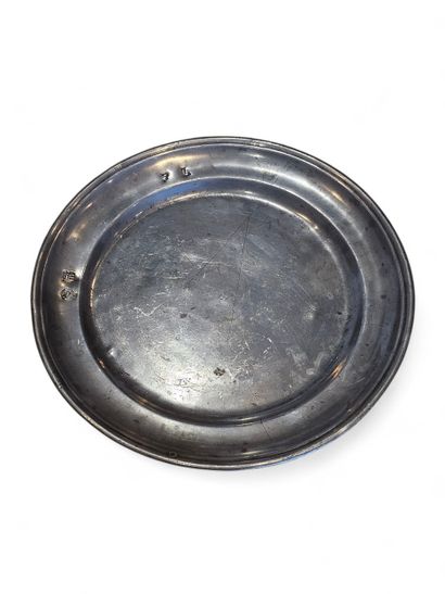 18th century WORK 
Pewter plate monogrammed...