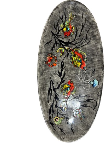 GALION DECOR 20th century 
Polychrome porcelain...
