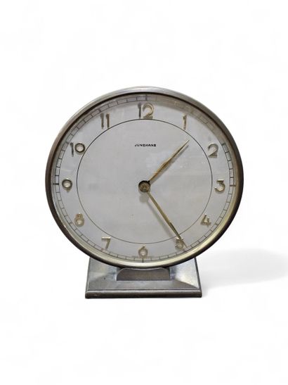 JUNGHANS 
Round clock on brass base, 1950s...