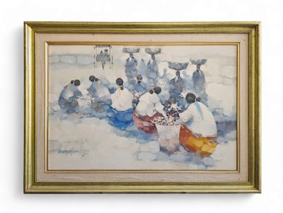 XXIst century WORK 
Set of six framed oil...