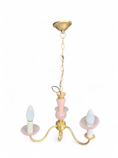 CAGE LIGHT with six arms 
Opaline chande...
