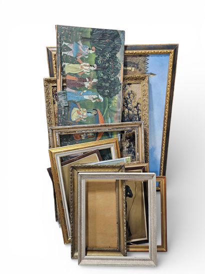 Set of paintings, amateur works, reproductions...
