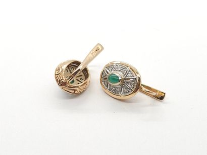 PAIR OF EARRINGS in 585° yellow gold set...