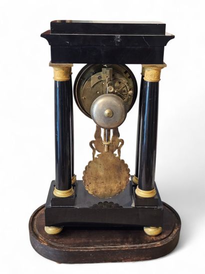 PORTICAL CLOCK in black marble with gilt...