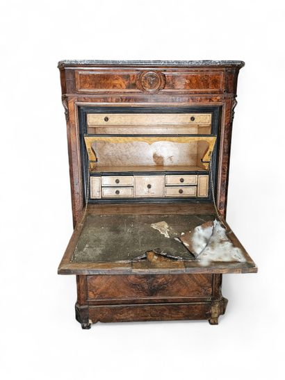 Louis Philippe style writing desk, grey marble...