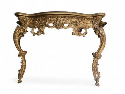 Louis XV style wood and gilded stucco console...