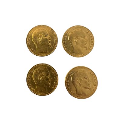 LOT of four 20 Franc gold coins (.900), Napoleon...