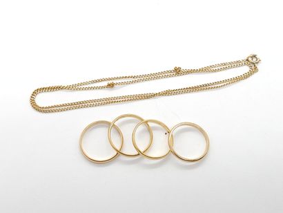 CHAIN in 750° yellow gold 
Four wedding rings...