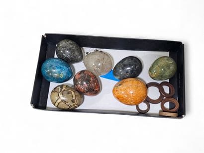 Set of eight eggs in hard stone