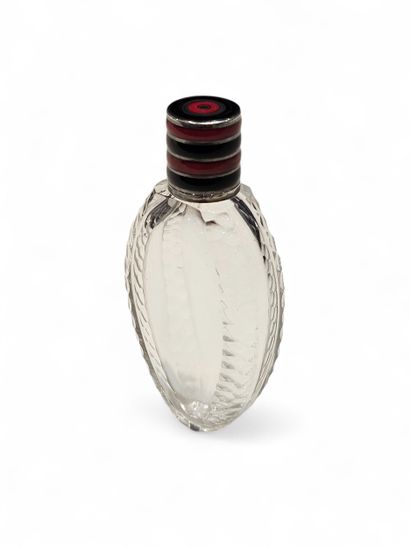 Crystal salt jar, crystal stopper, 800° silver...