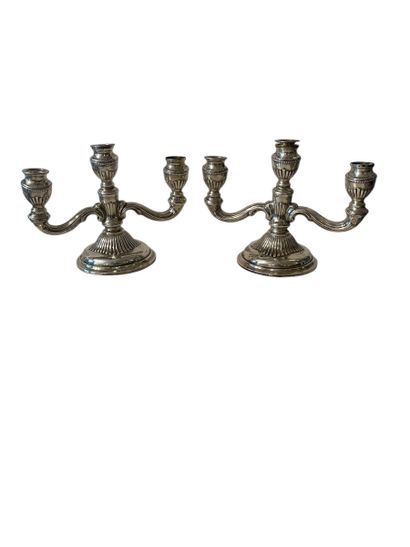 GERMAN WORK 1888
Pair of three-light candelabra...