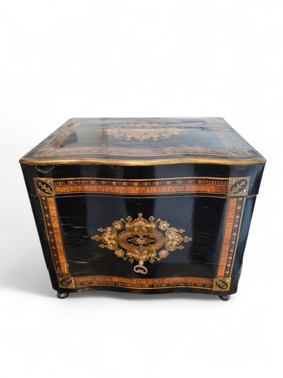 LIQUEUR CELLAR in blackened wood, rosewood...