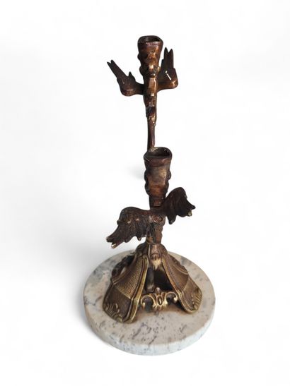 FRENCH WORK 20th century 
Pair of small two-armed...