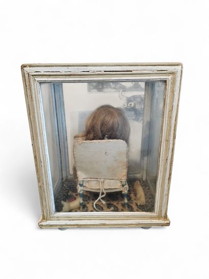 19th century WORK 
Wax doll with clothes,...