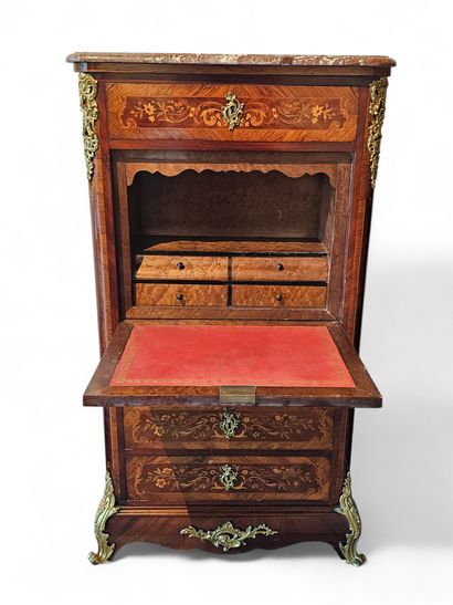 Wood veneered flap-top SECRETARY decorated...