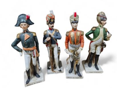 SET of four Napoleonic porcelain soldier...