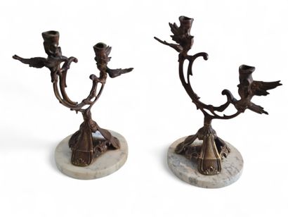 FRENCH WORK 20th century 
Pair of small two-armed...