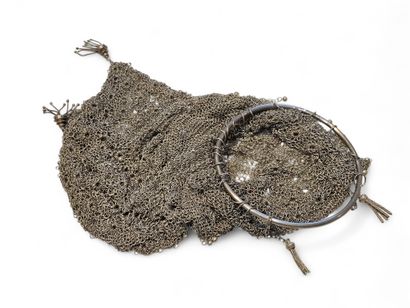 IMPORTANT EVENING BAG in silver 800° filigree...
