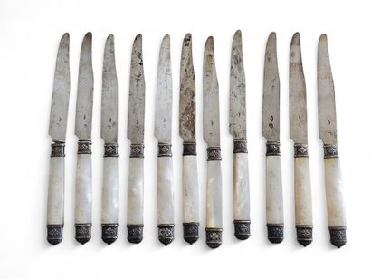 SET of ELEVEN 800° silver blade and ferrule...