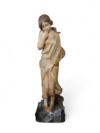WOMAN WITH MANDOLIN
Painted terracotta statue...