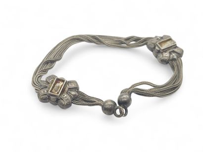 800° silver vest chain adorned with two ribbon...