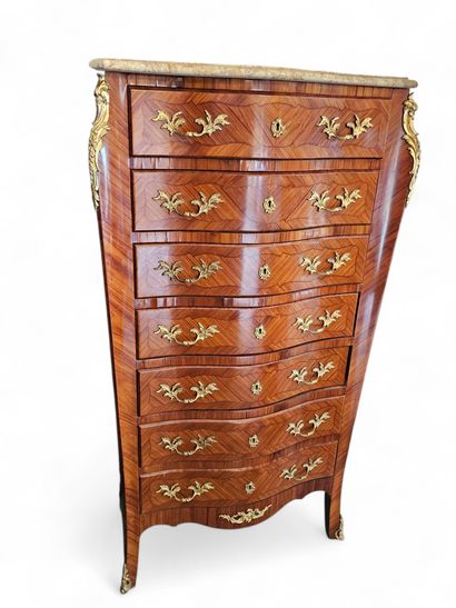 Semainier in the Louis XV style with marquetry...