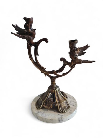 FRENCH WORK 20th century 
Pair of small two-armed...