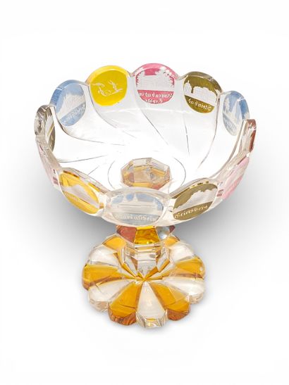 BOHÊME | Circular cut crystal CUP on pedestal,...