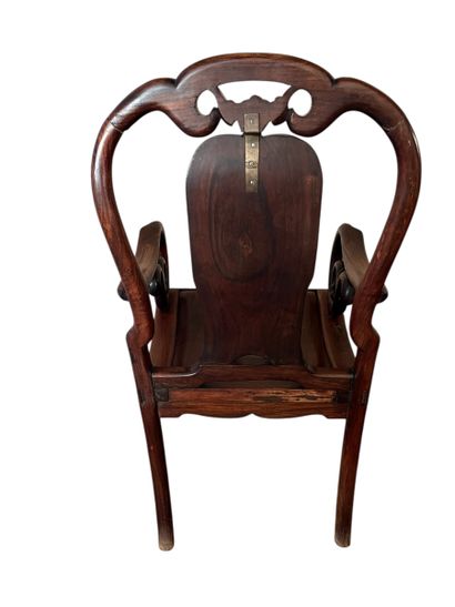 MANDARIN ARMCHAIR in natural wood with openwork,...
