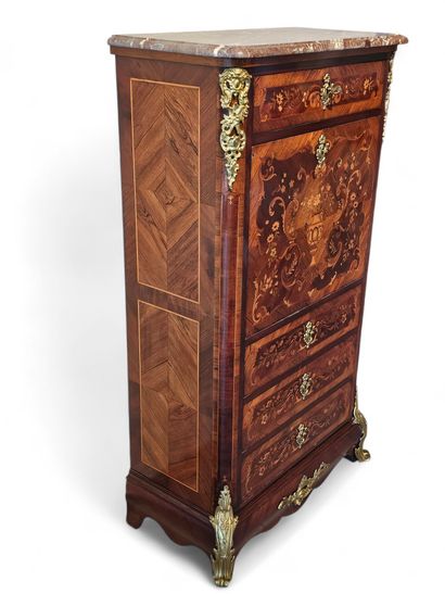 Wood veneered flap-top SECRETARY decorated...