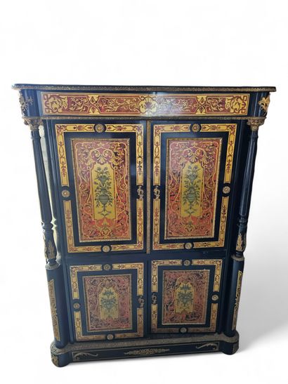 Richly painted Empire-style television cabinet...