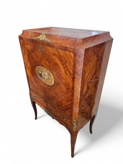 Louis XV style television cabinet in marquetry...