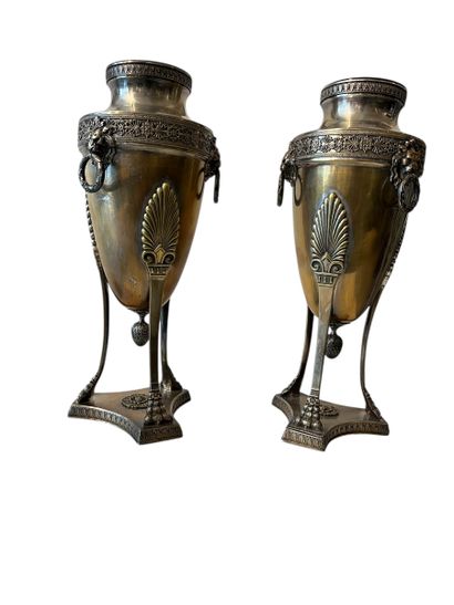 PAIR OF CASSOLETTES, tripod balusters in...