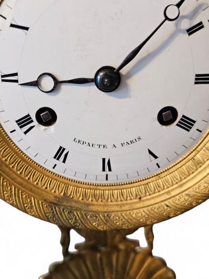 PORTICAL CLOCK in black marble with gilt...