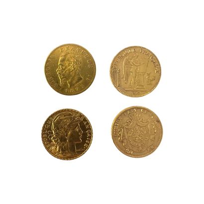 LOT of four Latin Union gold coins (.900)...
