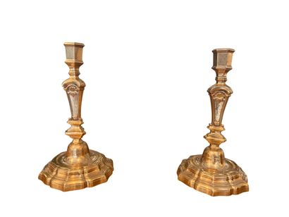 FRENCH WORK 18th century
Pair of gilded bonze...