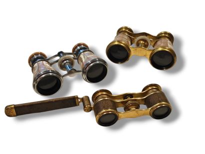 LOT of three pairs of theater binoculars,...