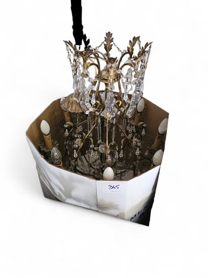 Two large crystal chandeliers with eight...