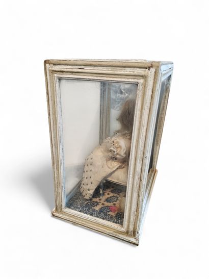 19th century WORK 
Wax doll with clothes,...