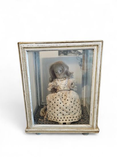 19th century WORK 
Wax doll with clothes,...