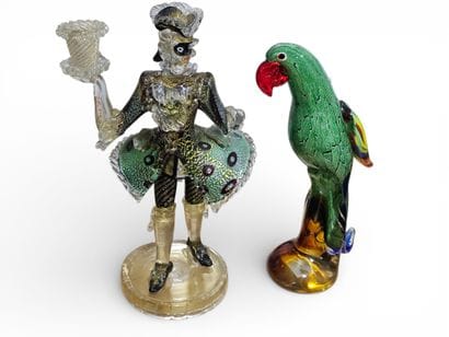 Large glass candlestick depicting a harlequin
We...