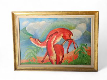 R Corroyer
The hinds
Framed oil on cardboard
Signed...