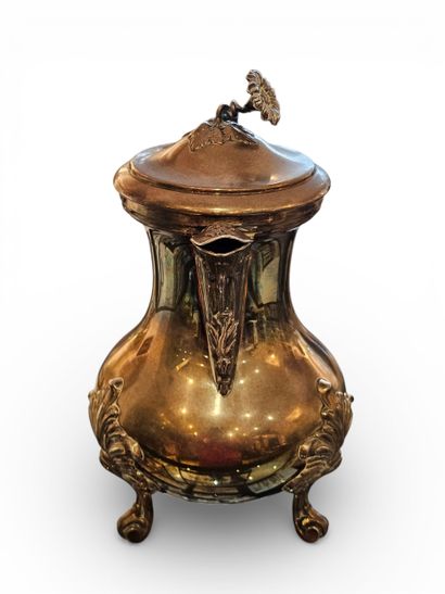 CAFETIERE in tripod silver-plated metal,...