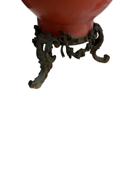 NAPOLEON III WORK
Pair of orange tripod earthenware...