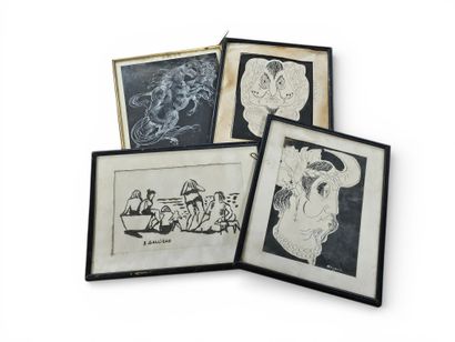 Set of black and white drawings